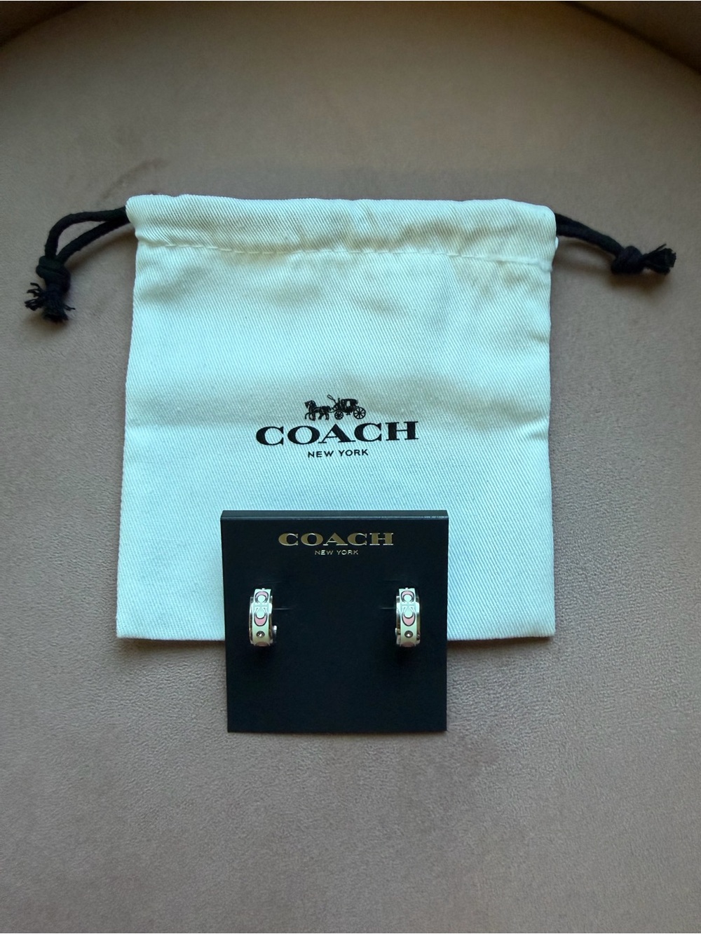Coach Signature Enamel Hoop Earrings